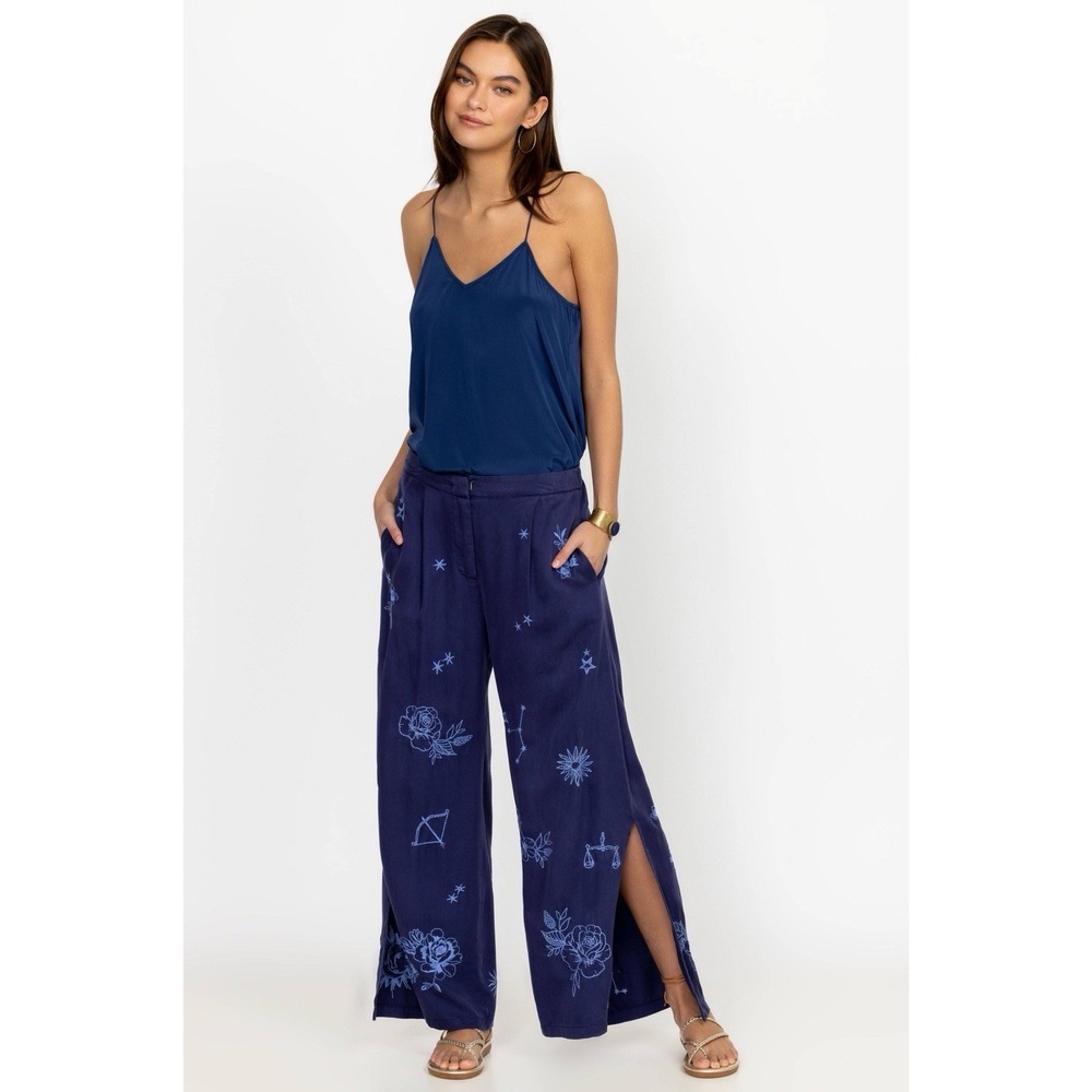 JOHNNY WAS BIJOU HIGH SLIT PANT SIZE Medium M M Blue Relax